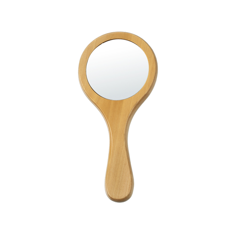Wooden Handheld Cosmetic Mirror for Makeup and Daily Use