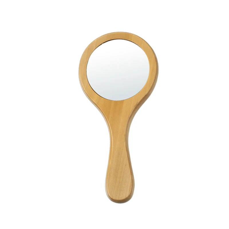 Wooden Handheld Cosmetic Mirror for Makeup and Daily Use