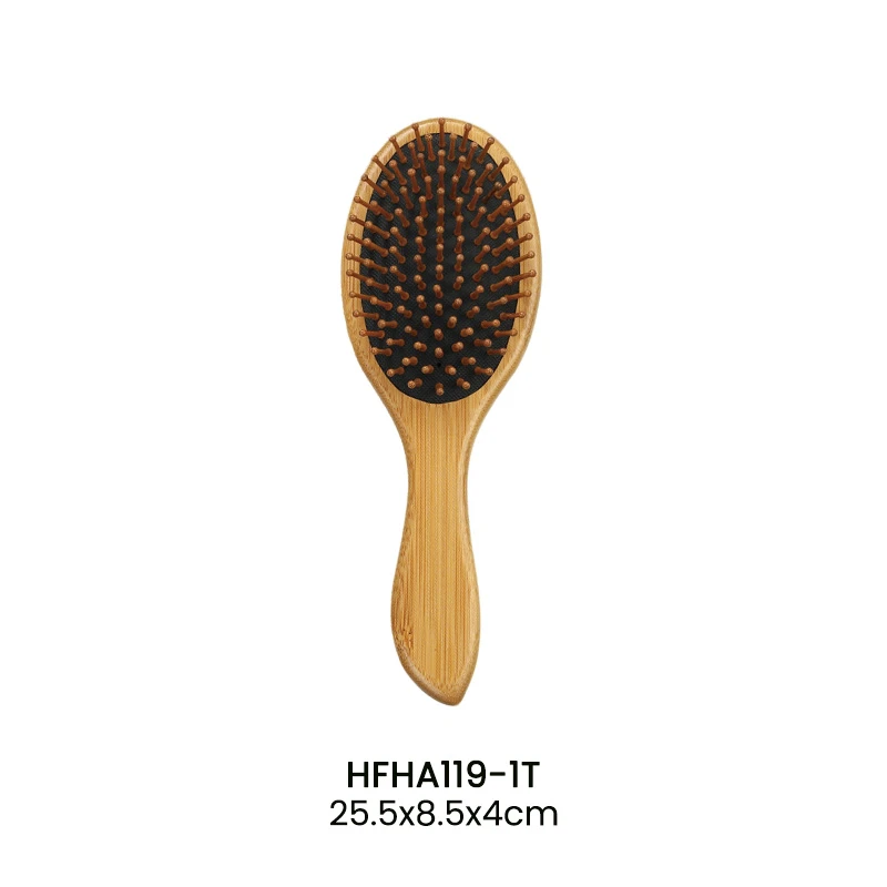Eco Bamboo Brush Teardrop Curved Point Handle With Wooden Massage Pins