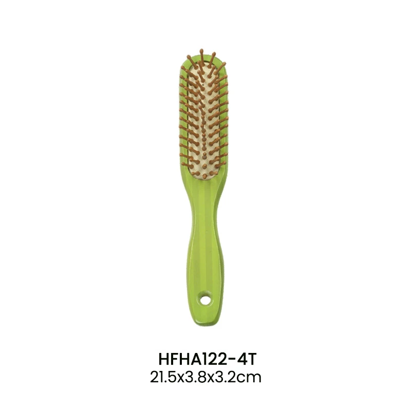 100% Bamboo Two-tone Green Stripe Hair Brush Set With Different Bristles