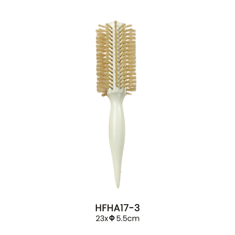 Glossy White Handle Natural Boar Bristle Round Styling Brush