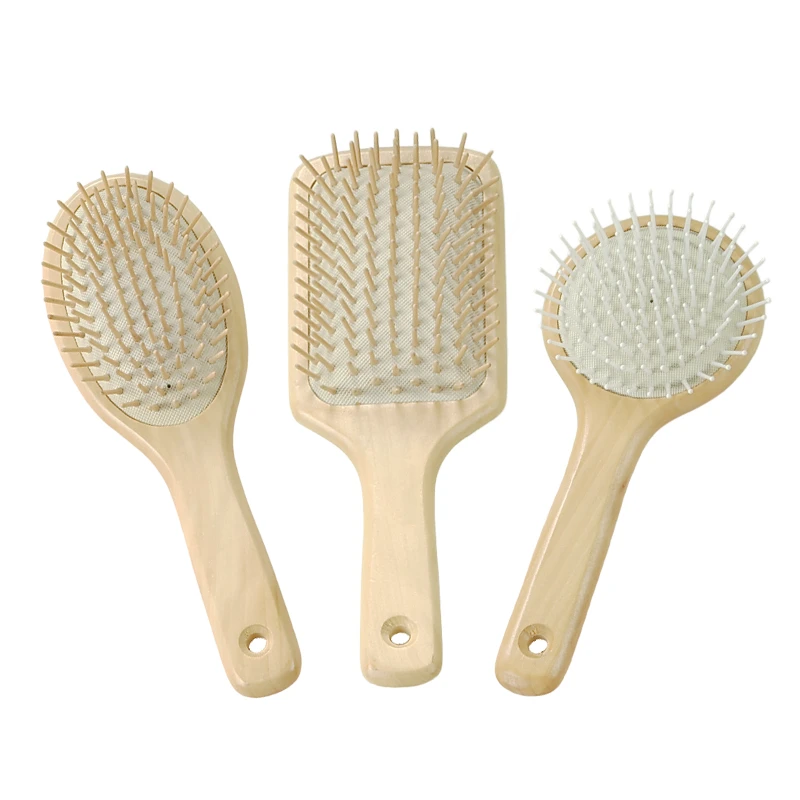 Natural Schima Superba Paddle Hairbrush Set