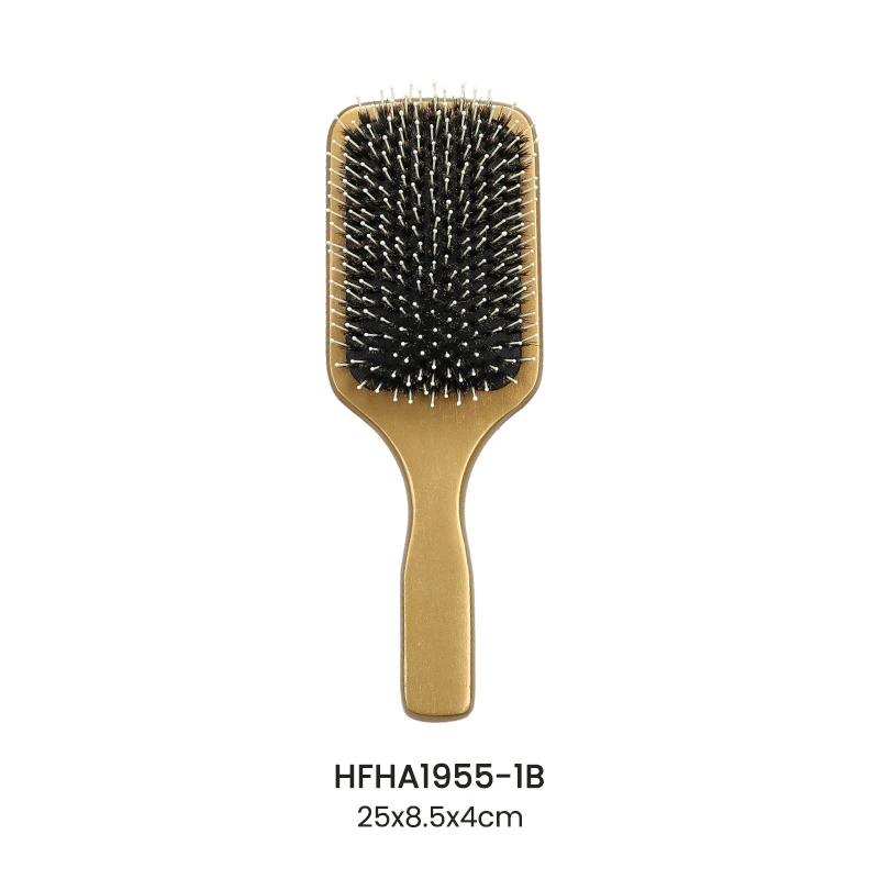 Golden Paint Paddle Hair Brush With Mixed Bristle