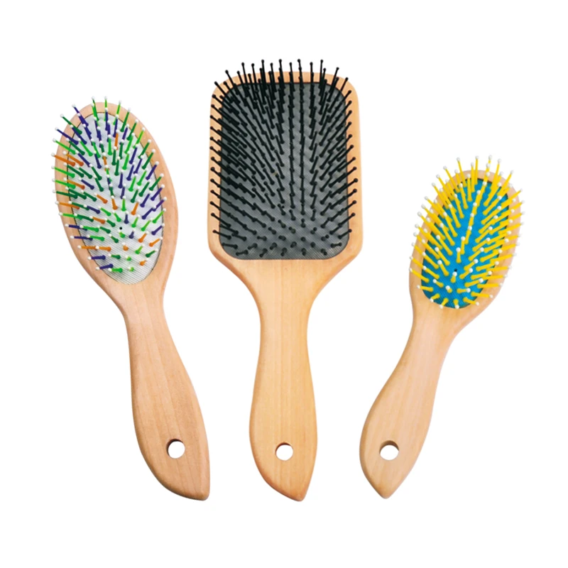 Schima Superba Hair Brush With Vibrant Nylon Pins