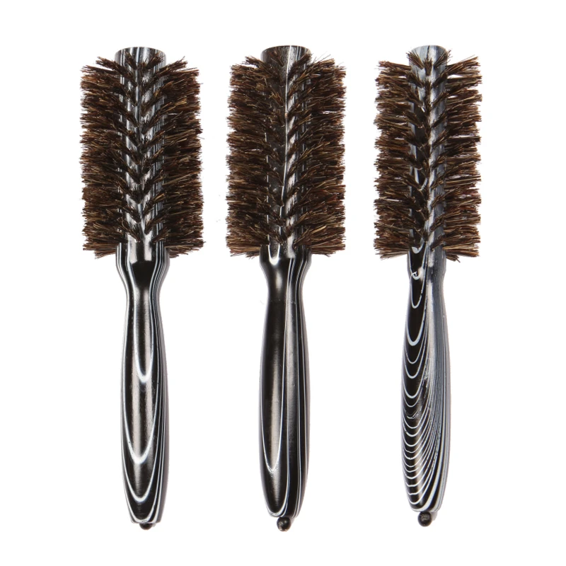 Striped Paint Round Brush With 100% Natural Boar Bristle