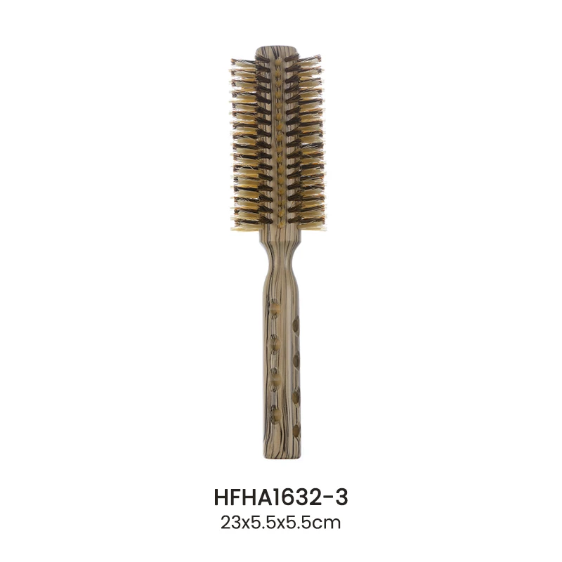 Painted Round Brush With 4 Holes Handle & Color Boar Bristle