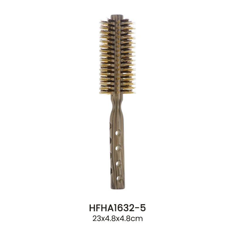Painted Round Brush With 4 Holes Handle & Color Boar Bristle