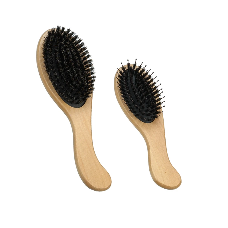 Ergonomic Curve‑Handle Schima Superba Wood Hair Brush