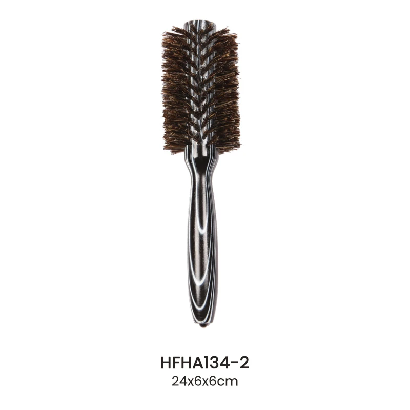Striped Paint Round Brush With 100% Natural Boar Bristle