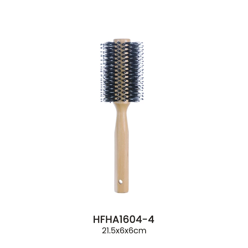 Custom Mixed‑Bristle Wooden Round Styling Hair Brush