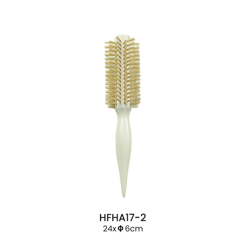 Glossy White Handle Natural Boar Bristle Round Styling Brush