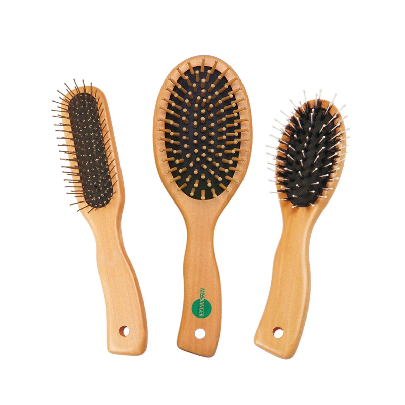 Mixed Bristle Wooden Paddle Hairbrush For Wholesale