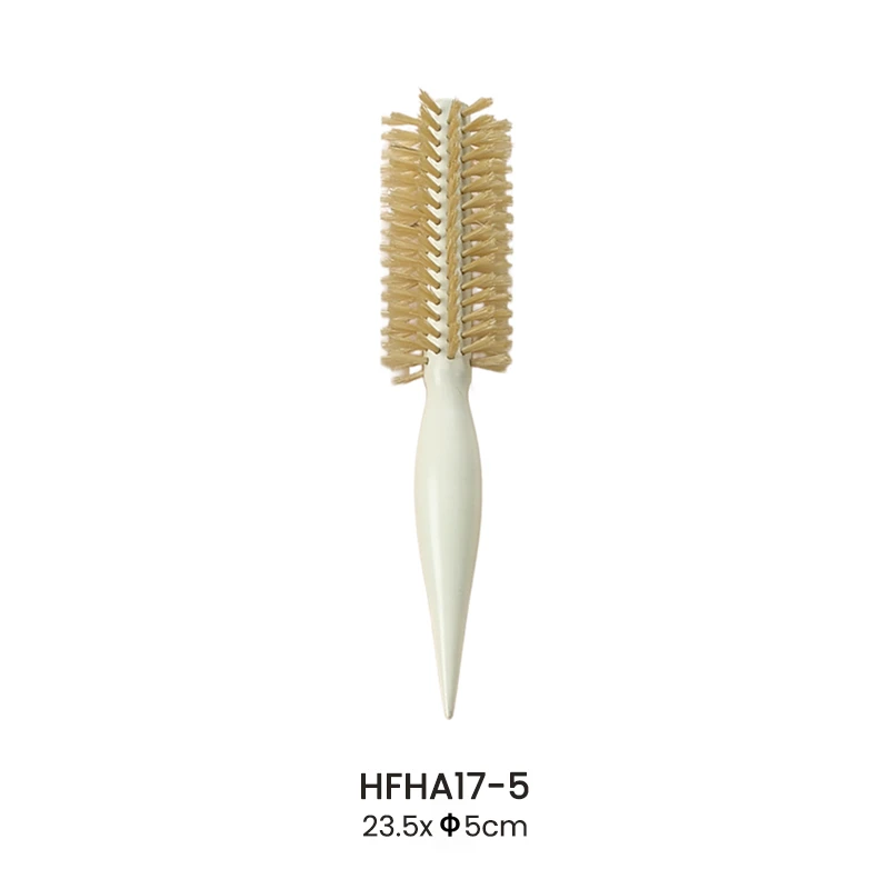 Glossy White Handle Natural Boar Bristle Round Styling Brush