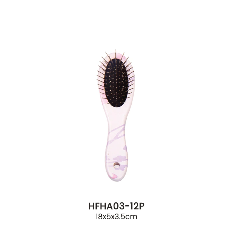 Unique Printed Hair Brush With Wooden And Nylon Pins