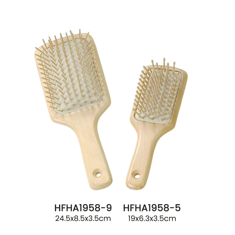 Natural Schima Superba Paddle Hairbrush Set1