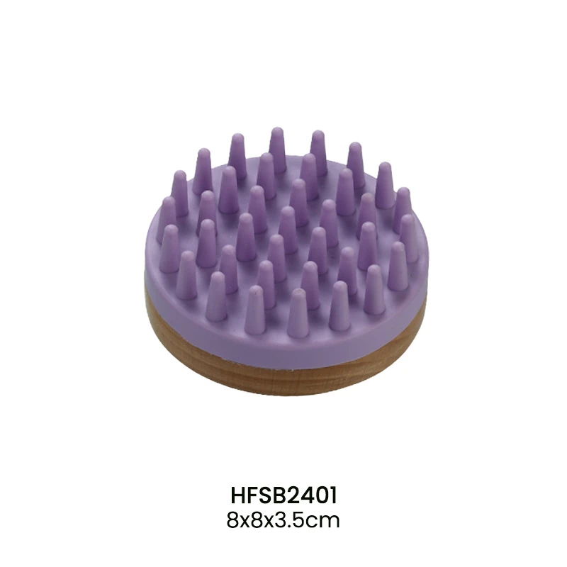Round shampoo pins wood Scalp Massage Brush