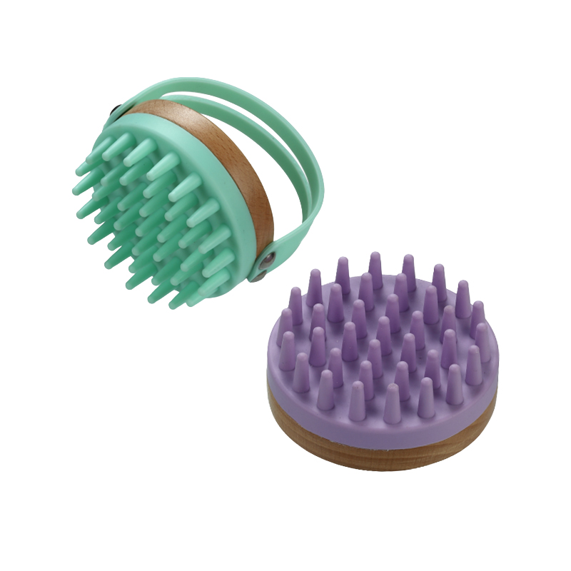Round shampoo pins wood Scalp Massage Brush