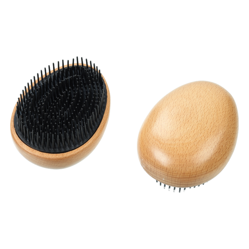 Egg-Shaped wood Detangling Brush