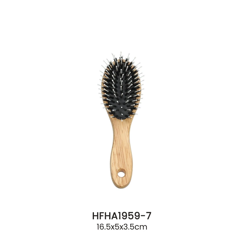 Dual‑bristle Rubber Wood Scalp Massage Hairbrush