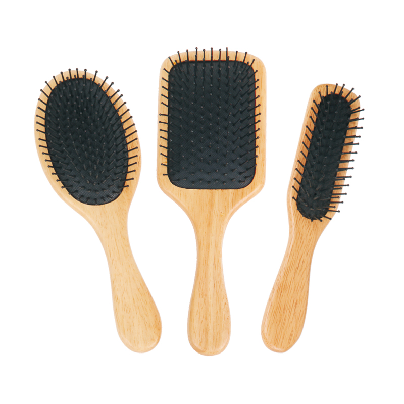 Custom Rubber Wood Paddle Brush With Nylon Pins