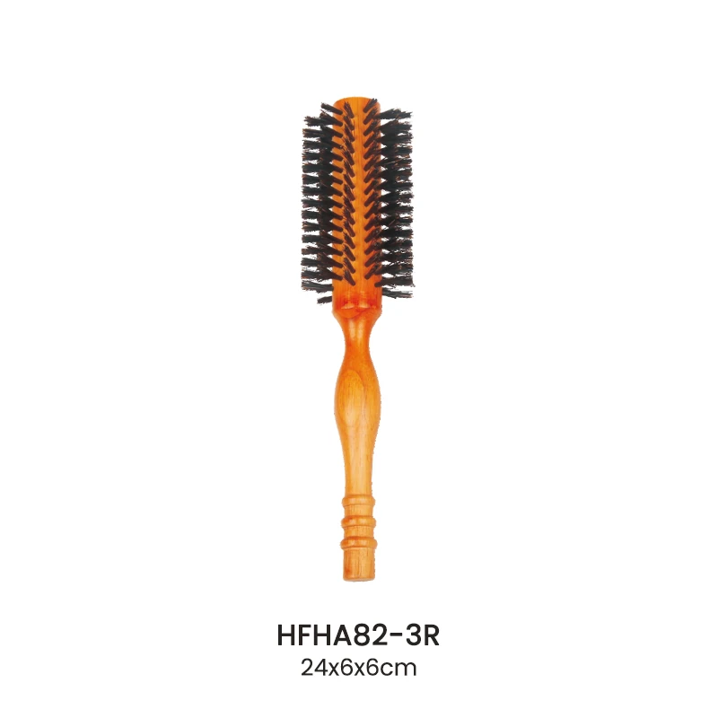 Ergonomic Rubber Wood Boar Bristle Round Styling Brush