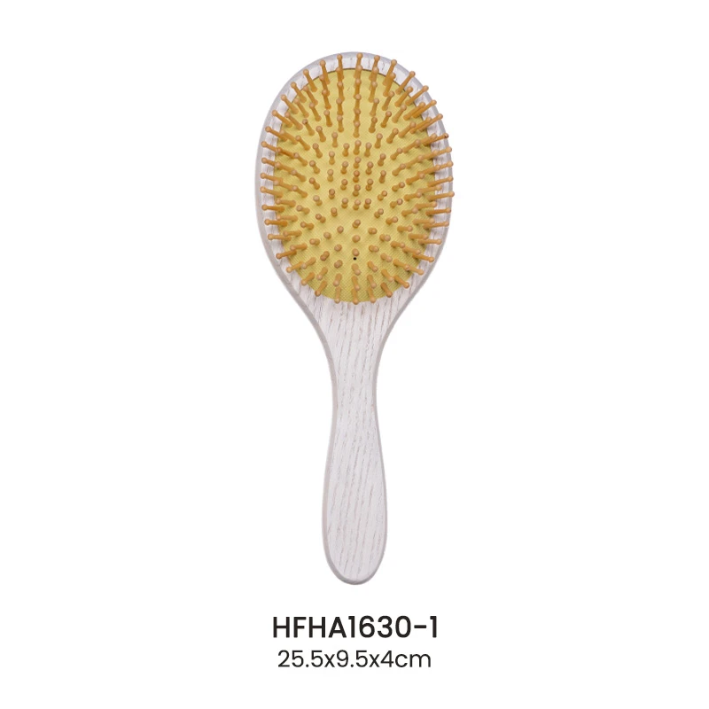 White Painted Ashtree Wood Hair Brush with Wooden Pins