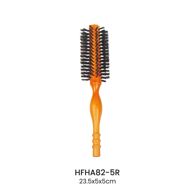 Ergonomic Rubber Wood Boar Bristle Round Styling Brush