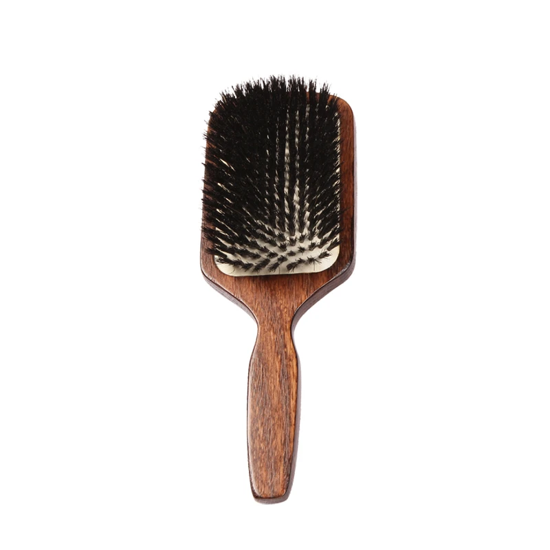 Custom Oak Wood Paddle Brush with Boar Bristle