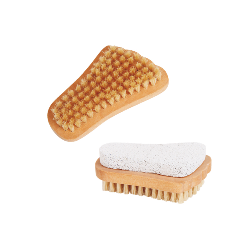 2 In 1 Foot‑Shaped Wood Nail Brush Pumice File