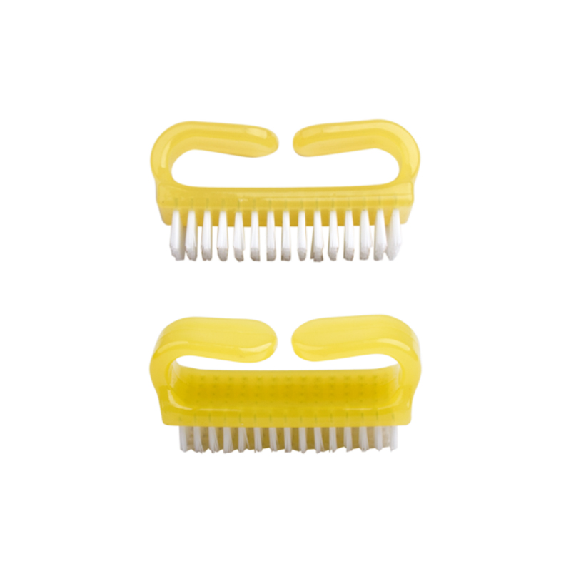 Yellow Plastic Handle Nylon Bristle Nail Cleaning Brush