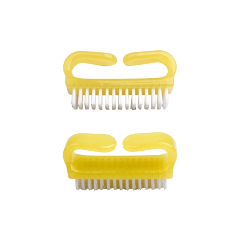 Yellow Plastic Handle Nylon Bristle Nail Cleaning Brush