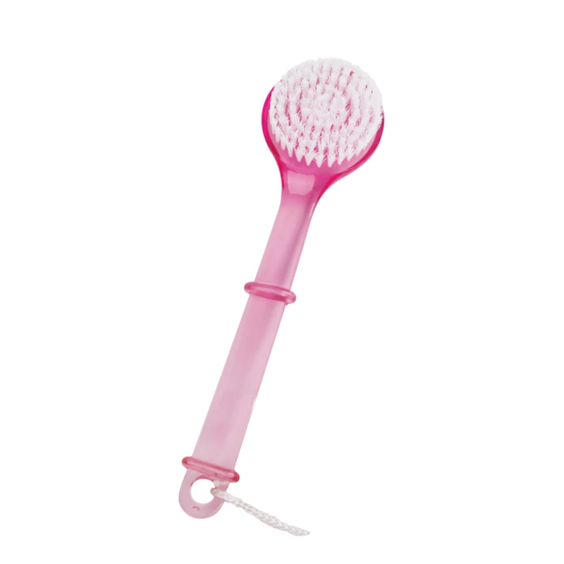 Pink Transparent Plastic Body Brush With Nylon Bristle