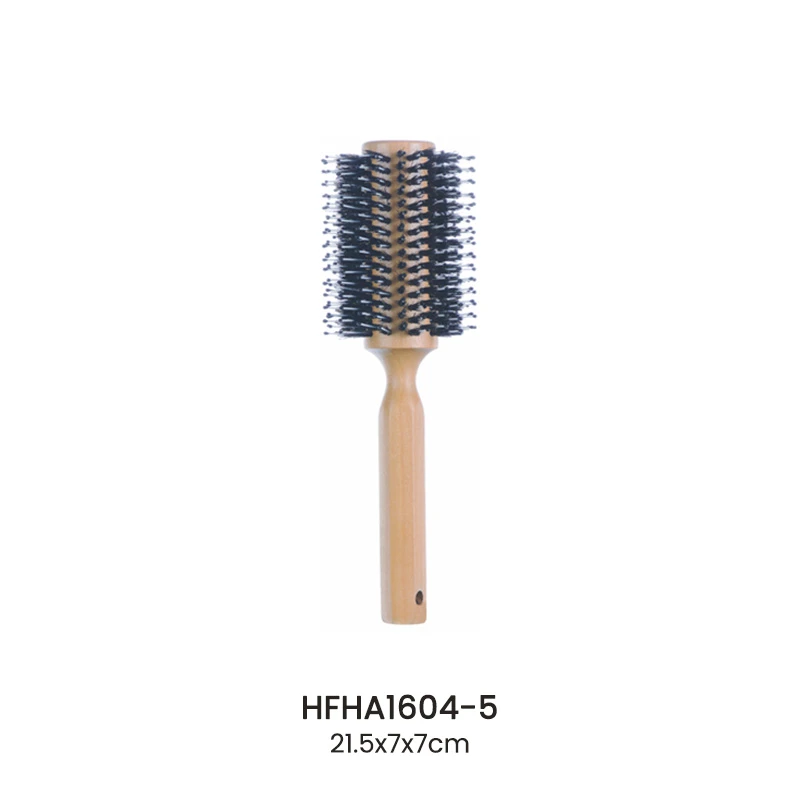 Custom Mixed‑Bristle Wooden Round Styling Hair Brush