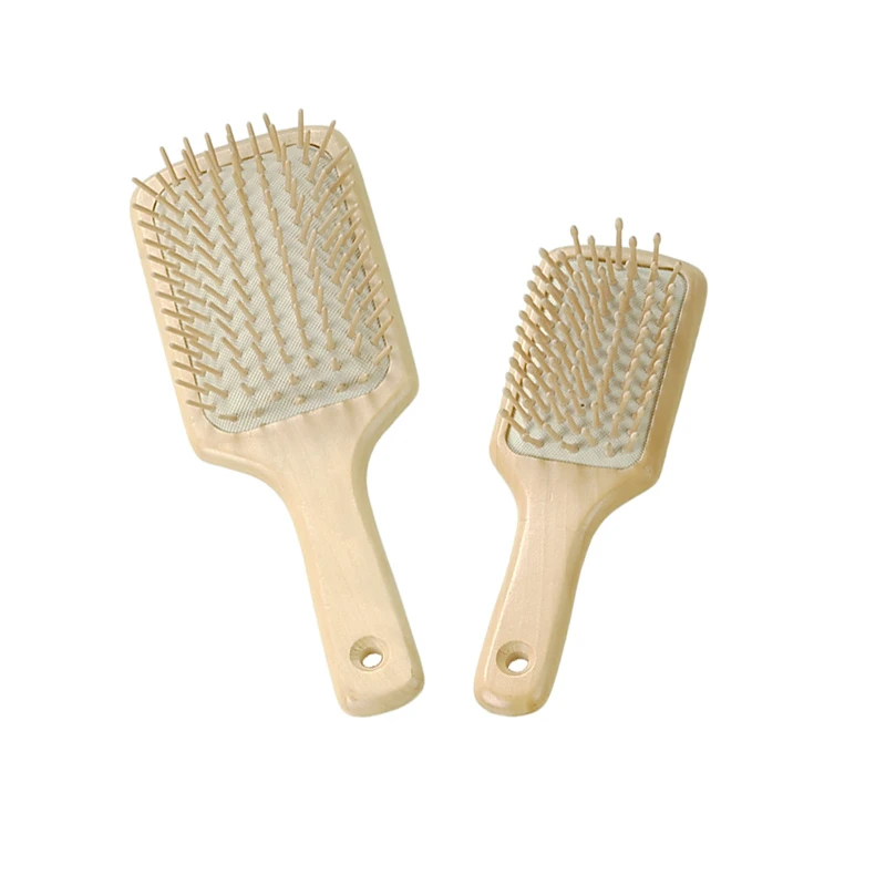 Natural Schima Superba Paddle Hairbrush Set1